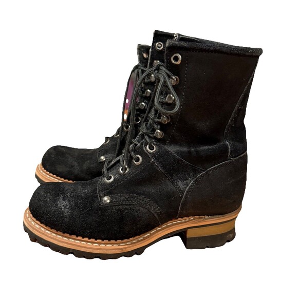 Georgia Logger Boots Black Suede Lace up Men’s size 6 / Women’s 8 - Picture 1 of 10